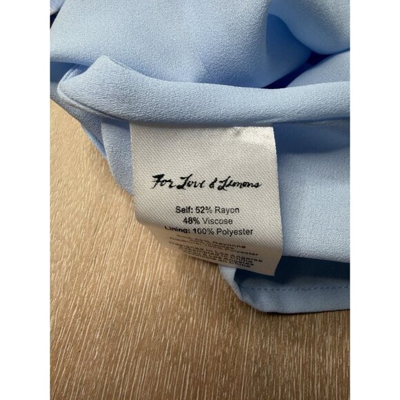 For Love and Lemons Sweetheart Mini Dress Light Blue Hearts Size XS Ruffle Bow - Picture 10 of 10